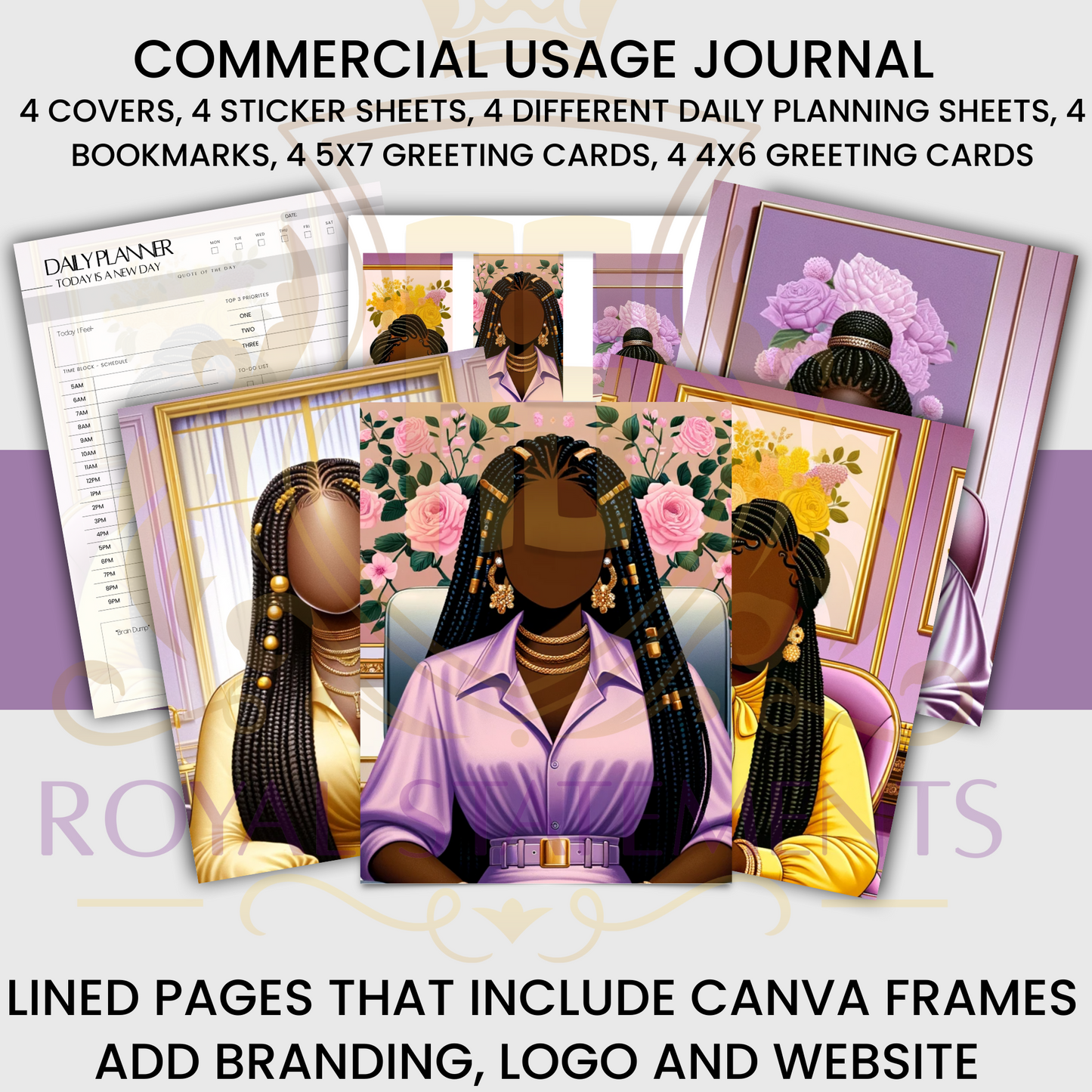 Purple and Gold Stationery Digital Business Kit