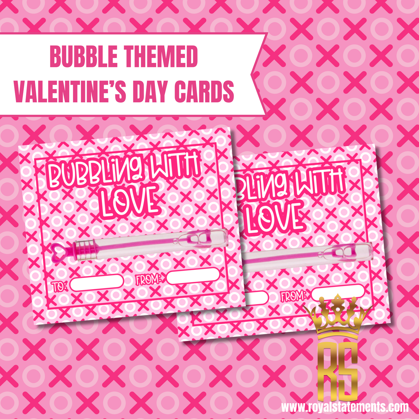 Printable Bubble-Themed Valentine’s Day Cards