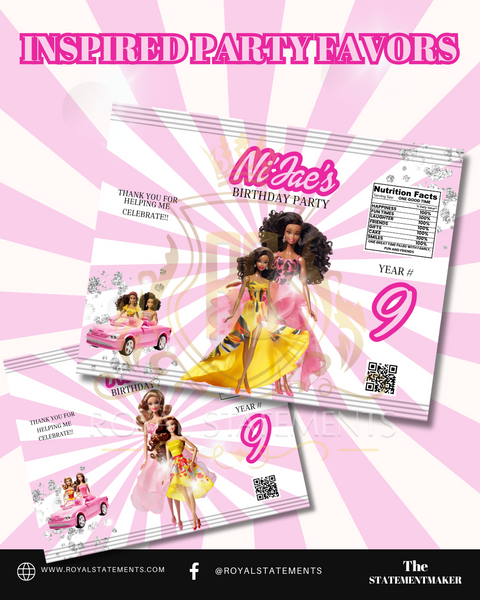 Pink Doll Inspired Premade Party Templates