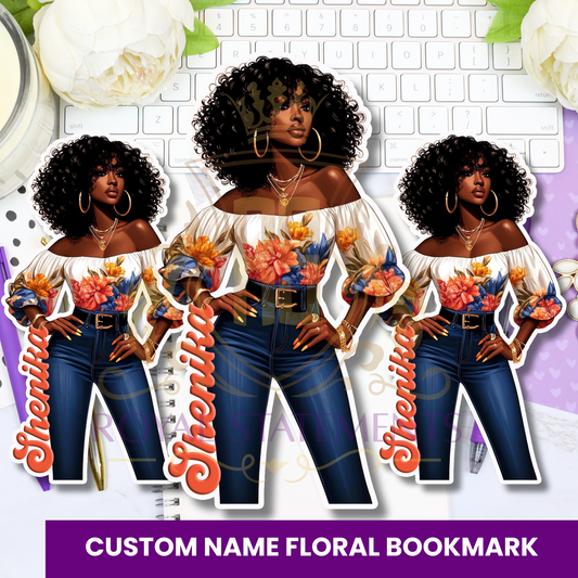 Custom Name Floral Bookmark