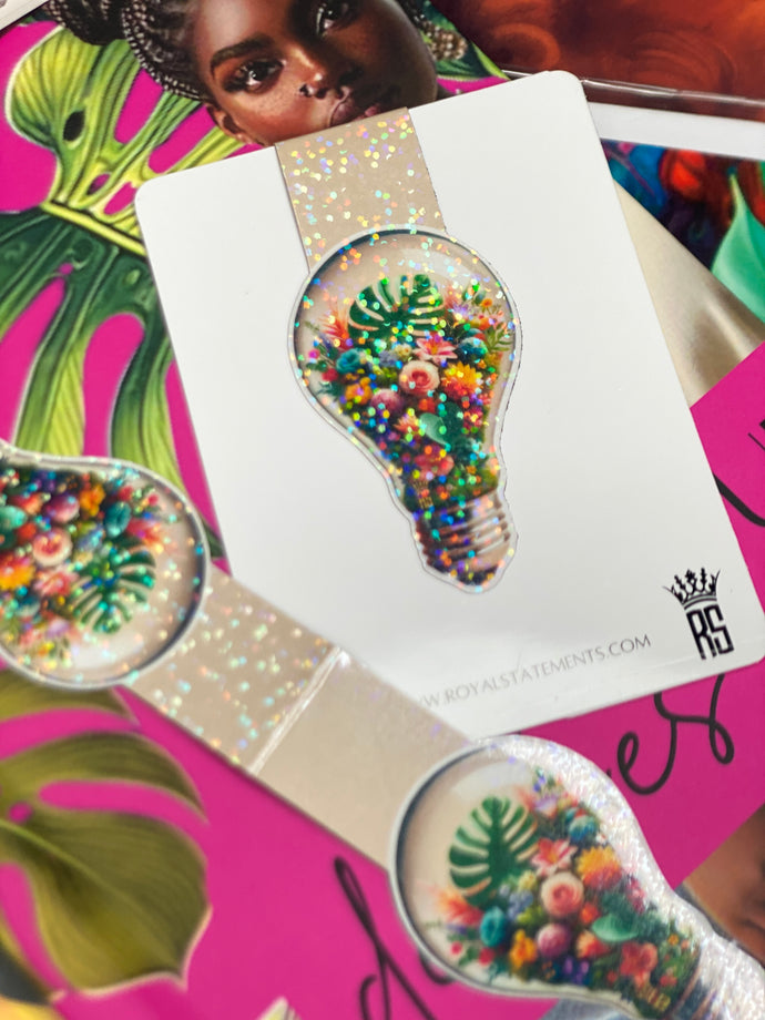 Floral Lightbulb Magnetic Bookmark