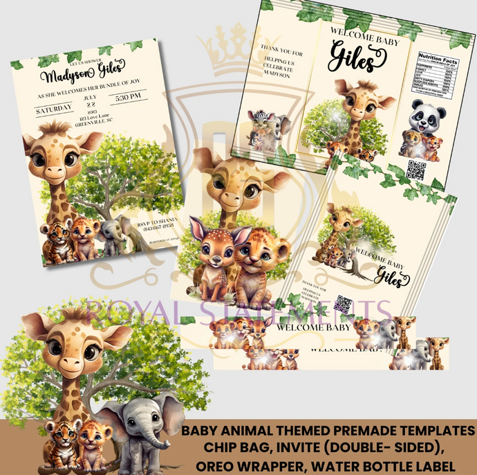 Baby Animal Themed Premade Party Templates
