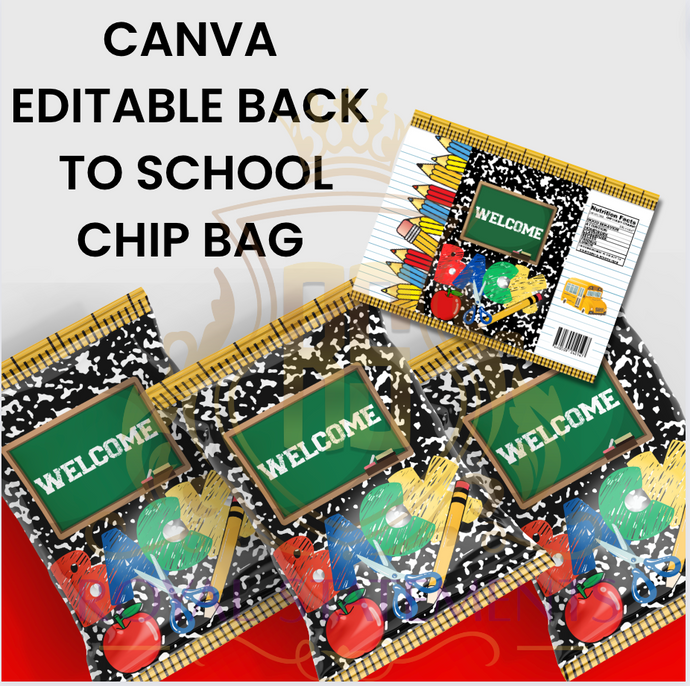 Welcome Back To School Editable Chip Bag Commercial Usage